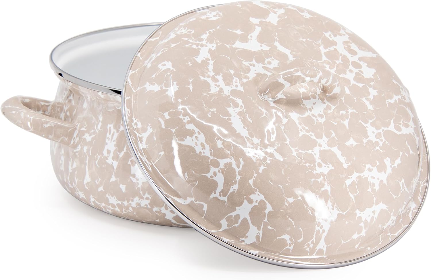 Golden Rabbit Enamelware Dutch Oven, 4 quart, Taupe Swirl