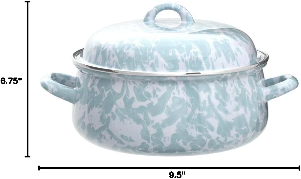 Golden Rabbit Enamelware Dutch Oven, 4 quart, Sea Glass