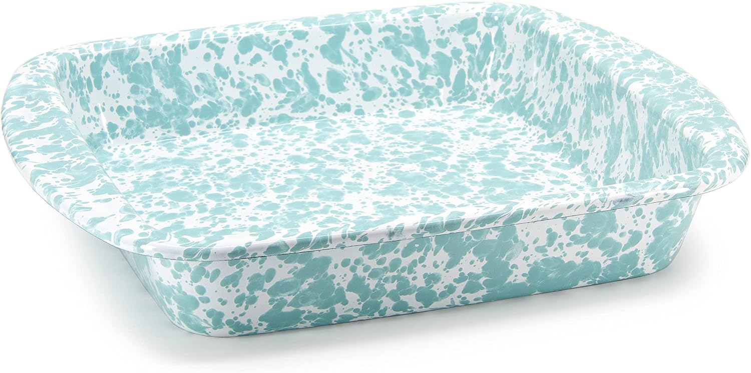Golden Rabbit Enamelware Square Brownie Pan, 9 inch, Sea Glass