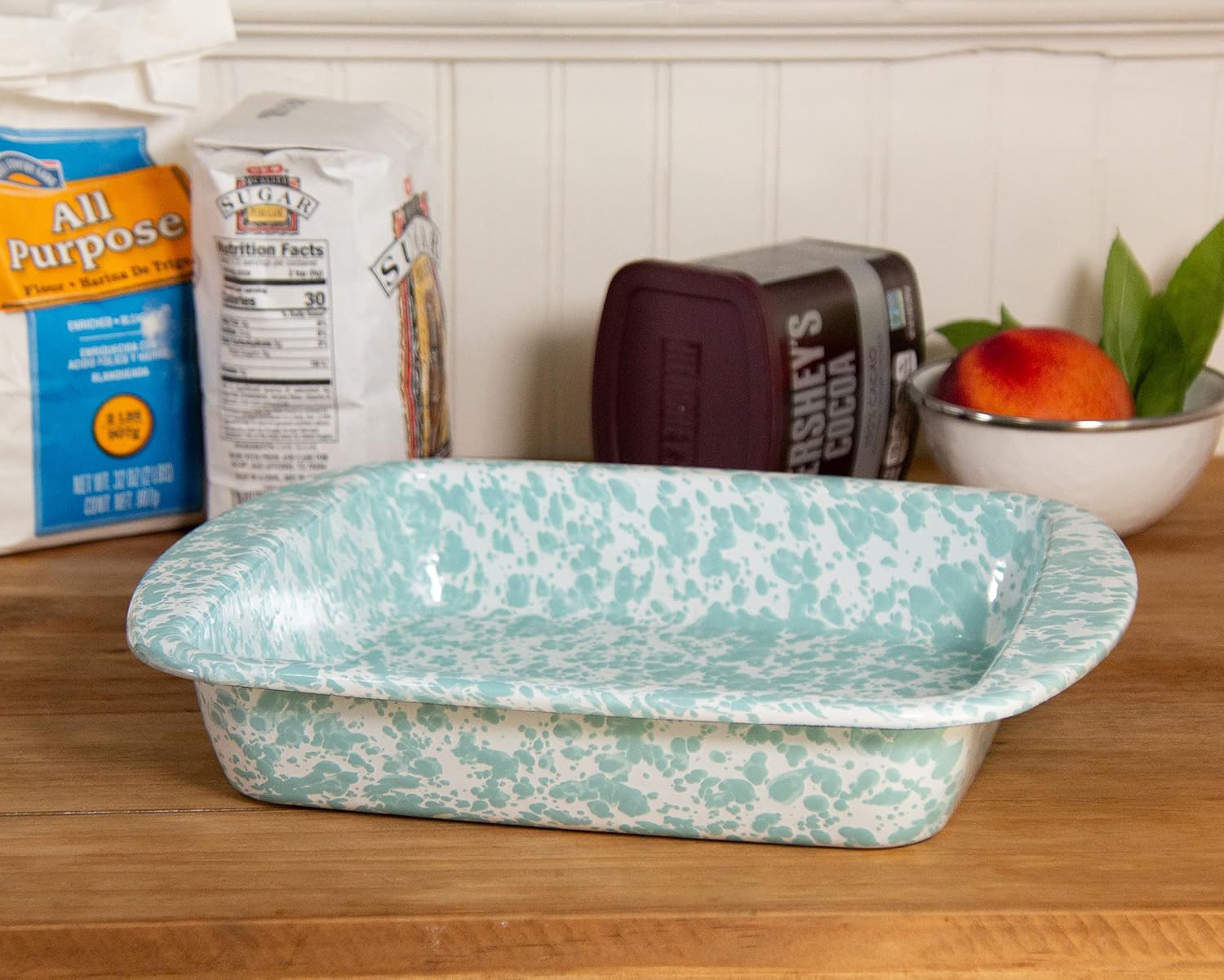 Golden Rabbit Enamelware Square Brownie Pan, 9 inch, Sea Glass