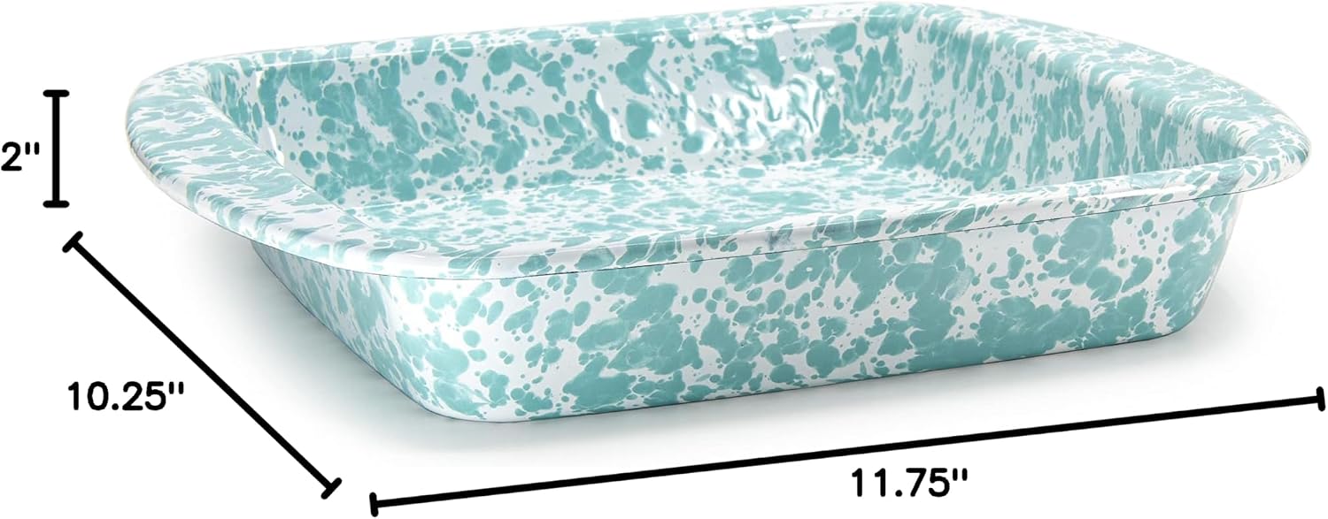 Golden Rabbit Enamelware Square Brownie Pan, 9 inch, Sea Glass