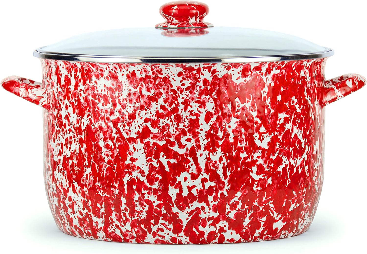 Golden Rabbit Enamelware Soup or Stock Pot, 18 quart, Red Swirl