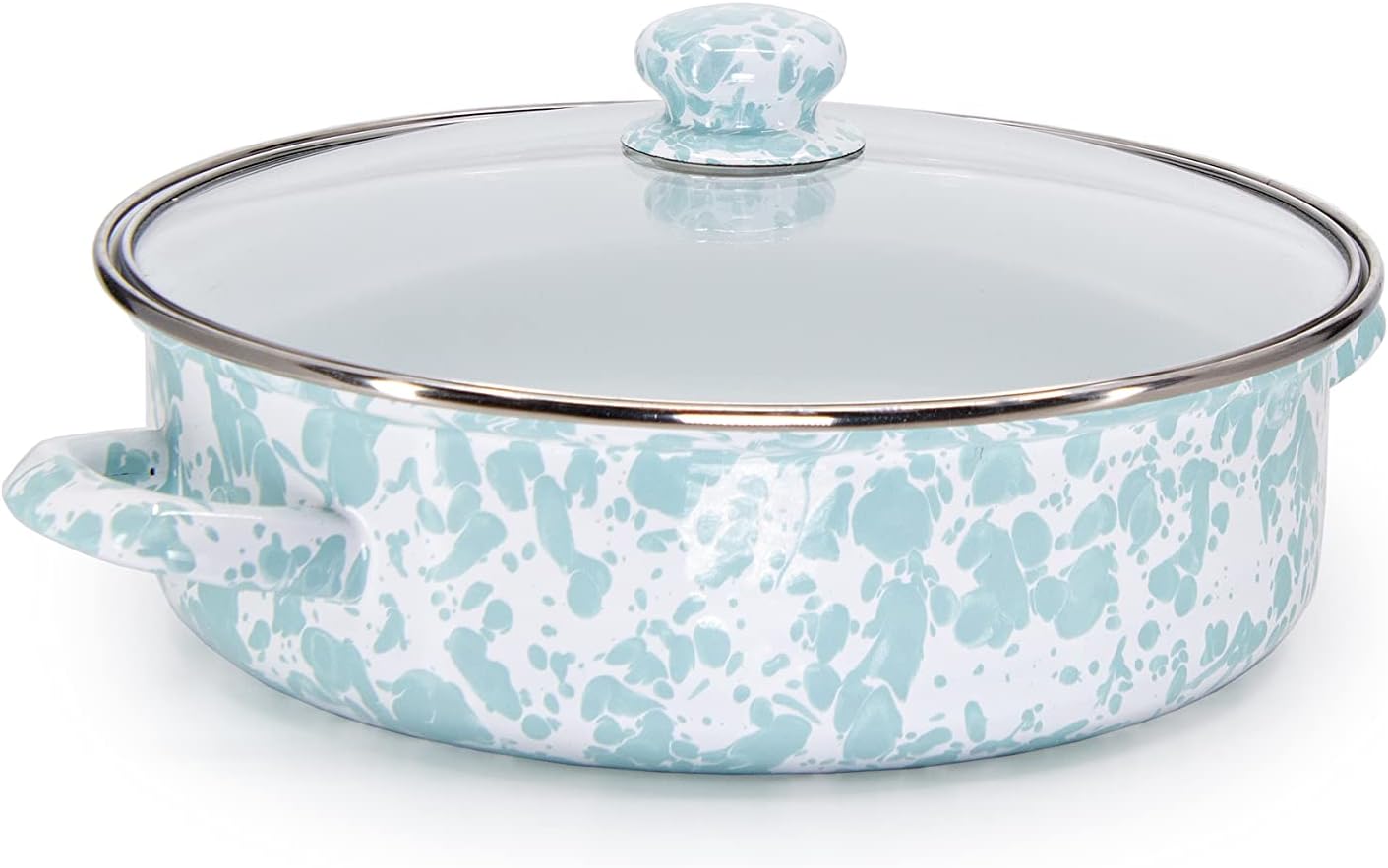 Golden Rabbit Enamelware Saute Pan, 3 quart, Sea Glass