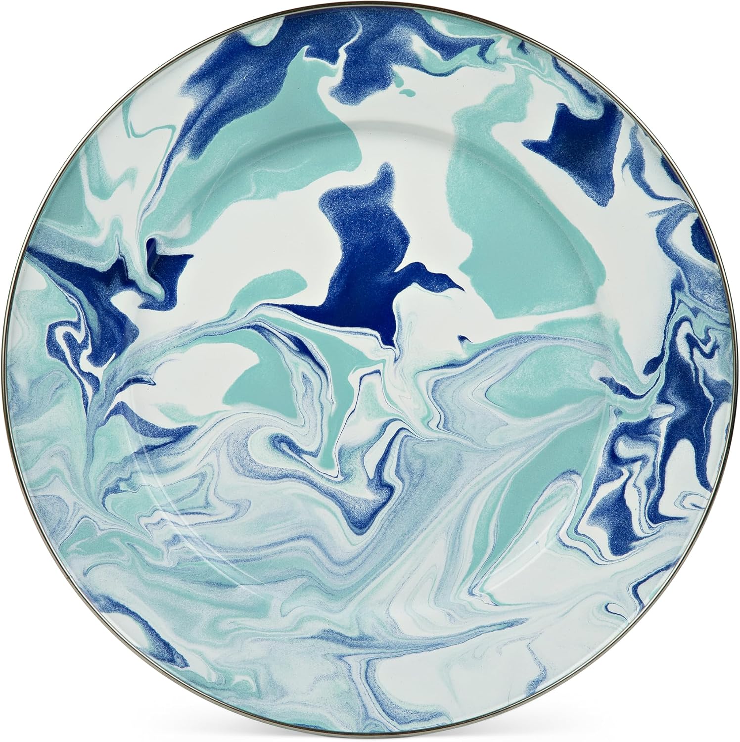 Golden Rabbit Enamelware Chargers, 12.5 inch, Lagoon, Set of 2