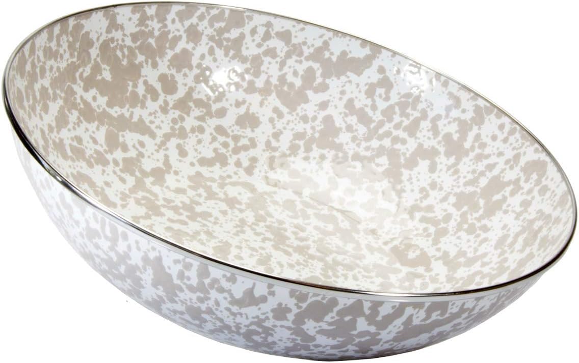 Golden Rabbit Enamelware Catering Bowl, 5 quart, Taupe Swirl