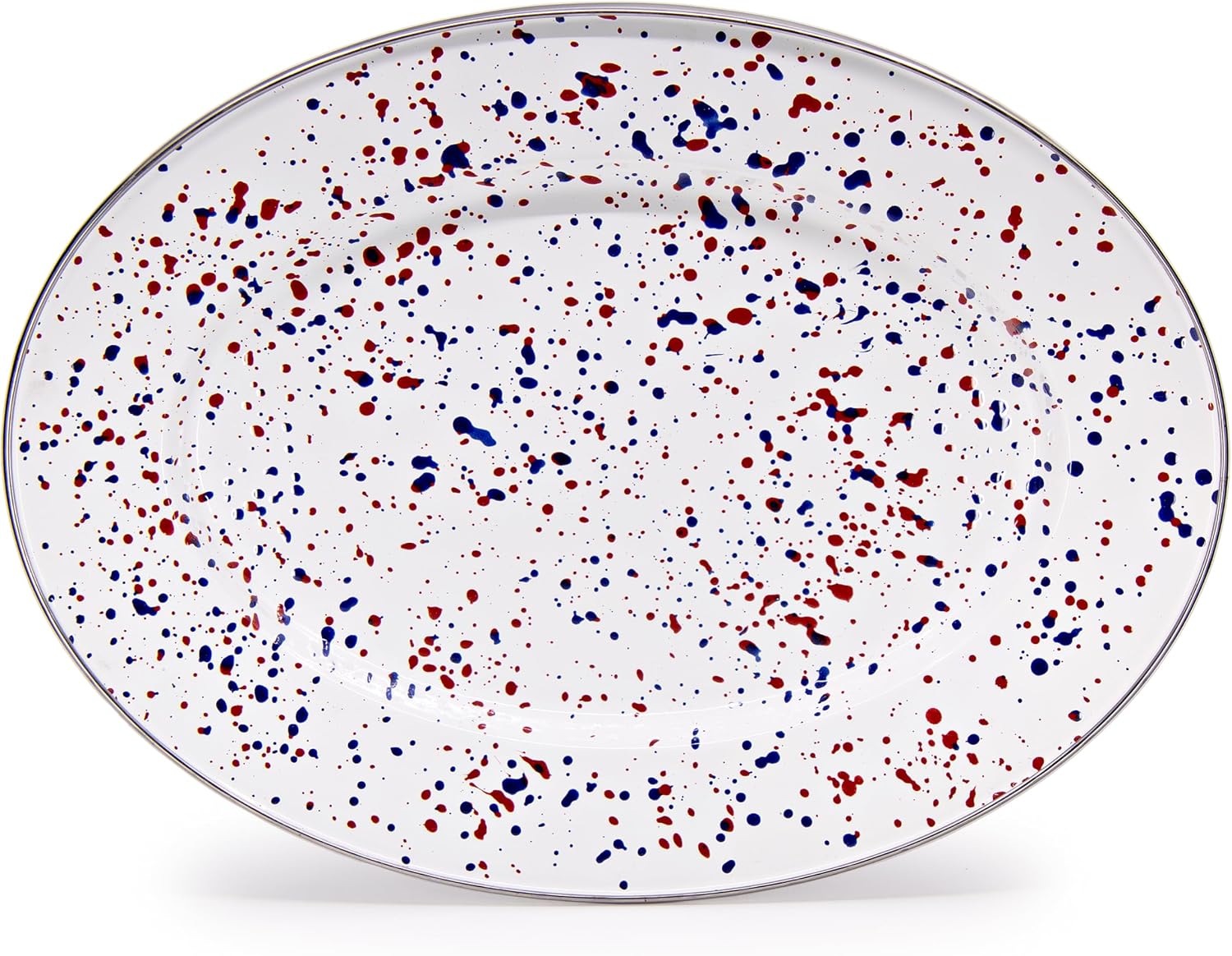 Golden Rabbit Enamelware Oval Platter, 12 x 16in, Americana