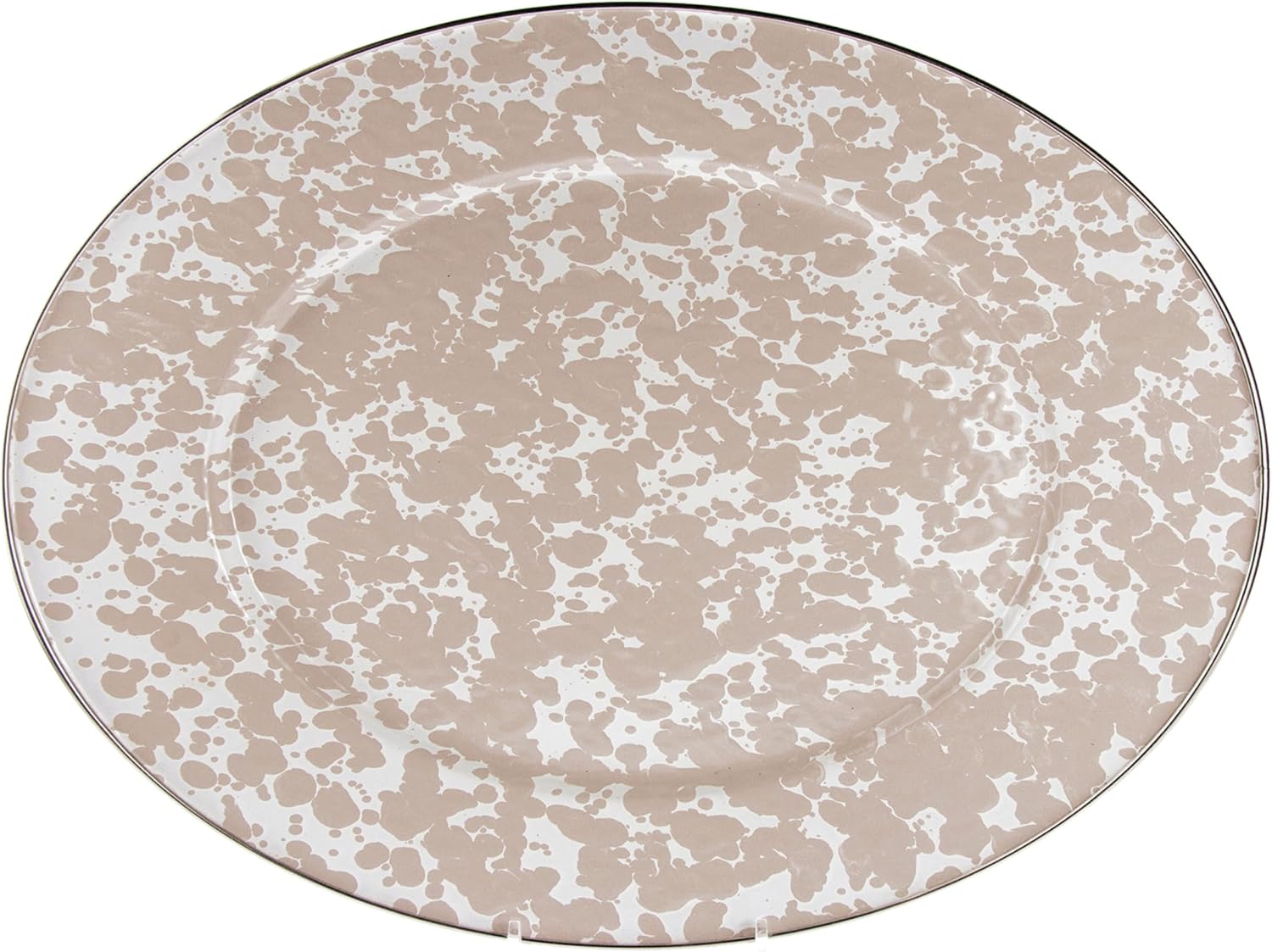 Golden Rabbit Enamelware Oval Platter, 12 x 16in, Taupe Swirl