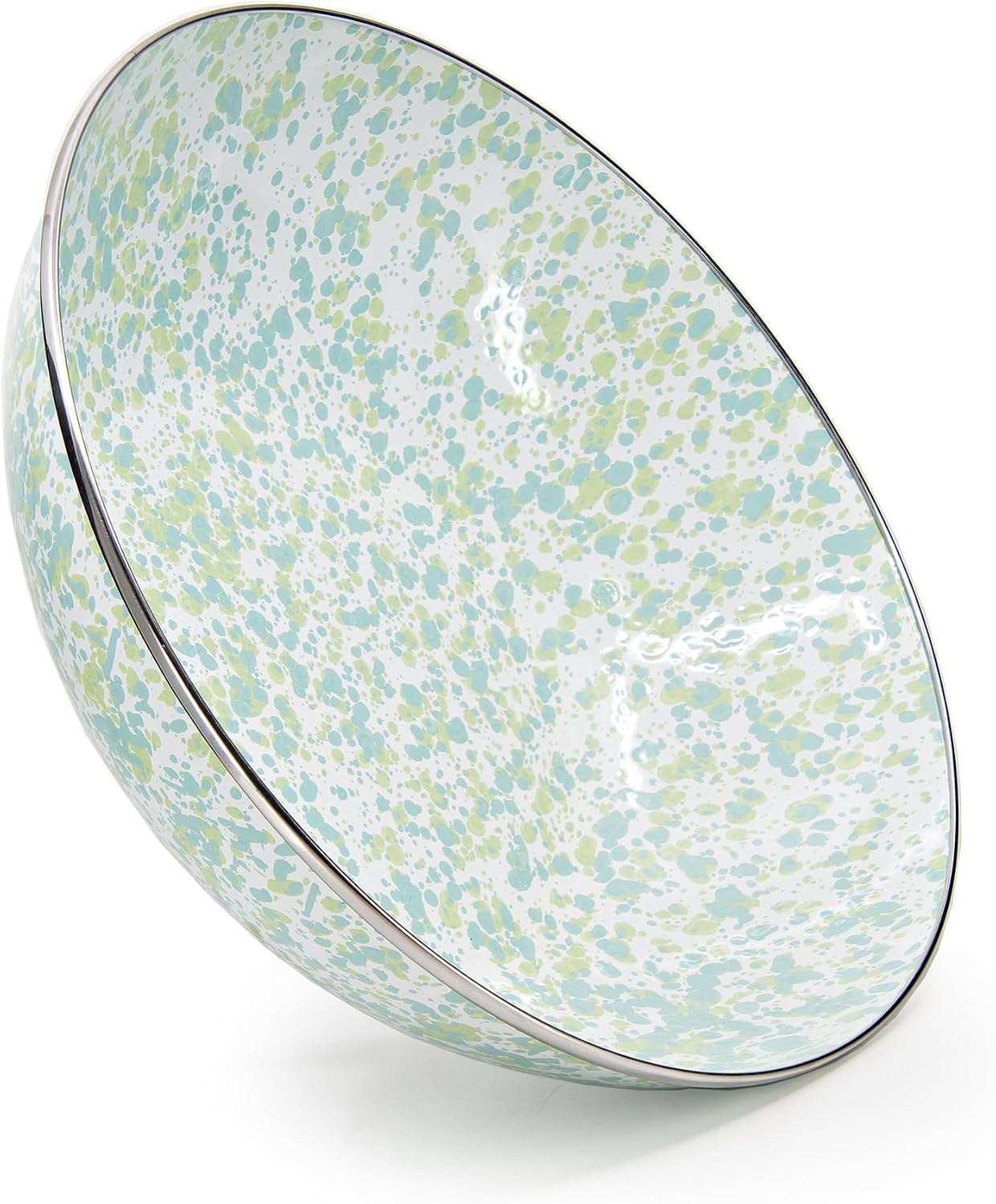 Golden Rabbit Enamelware Catering Bowl, 5 quart, Jardin Swirl