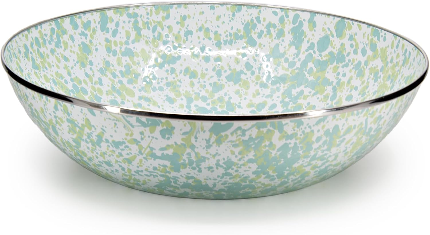 Golden Rabbit Enamelware Catering Bowl, 5 quart, Jardin Swirl