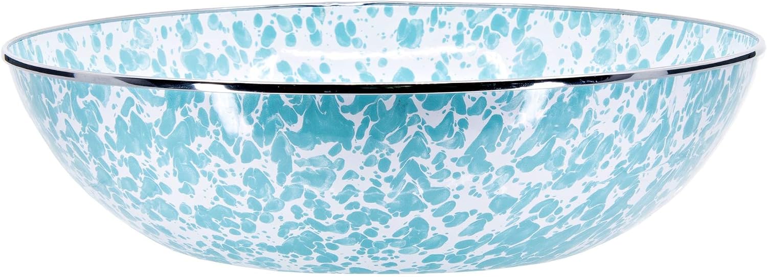 Golden Rabbit Enamelware Catering Bowl, 5 quart, Sea Glass