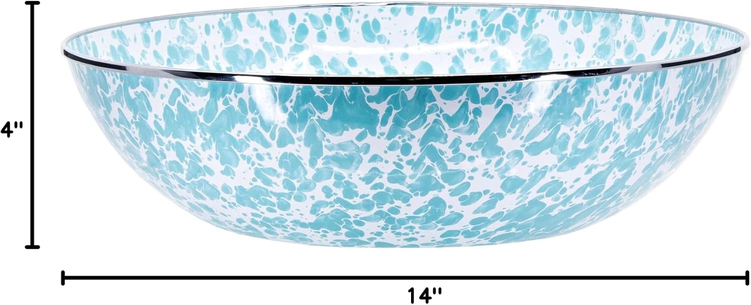 Golden Rabbit Enamelware Catering Bowl, 5 quart, Sea Glass