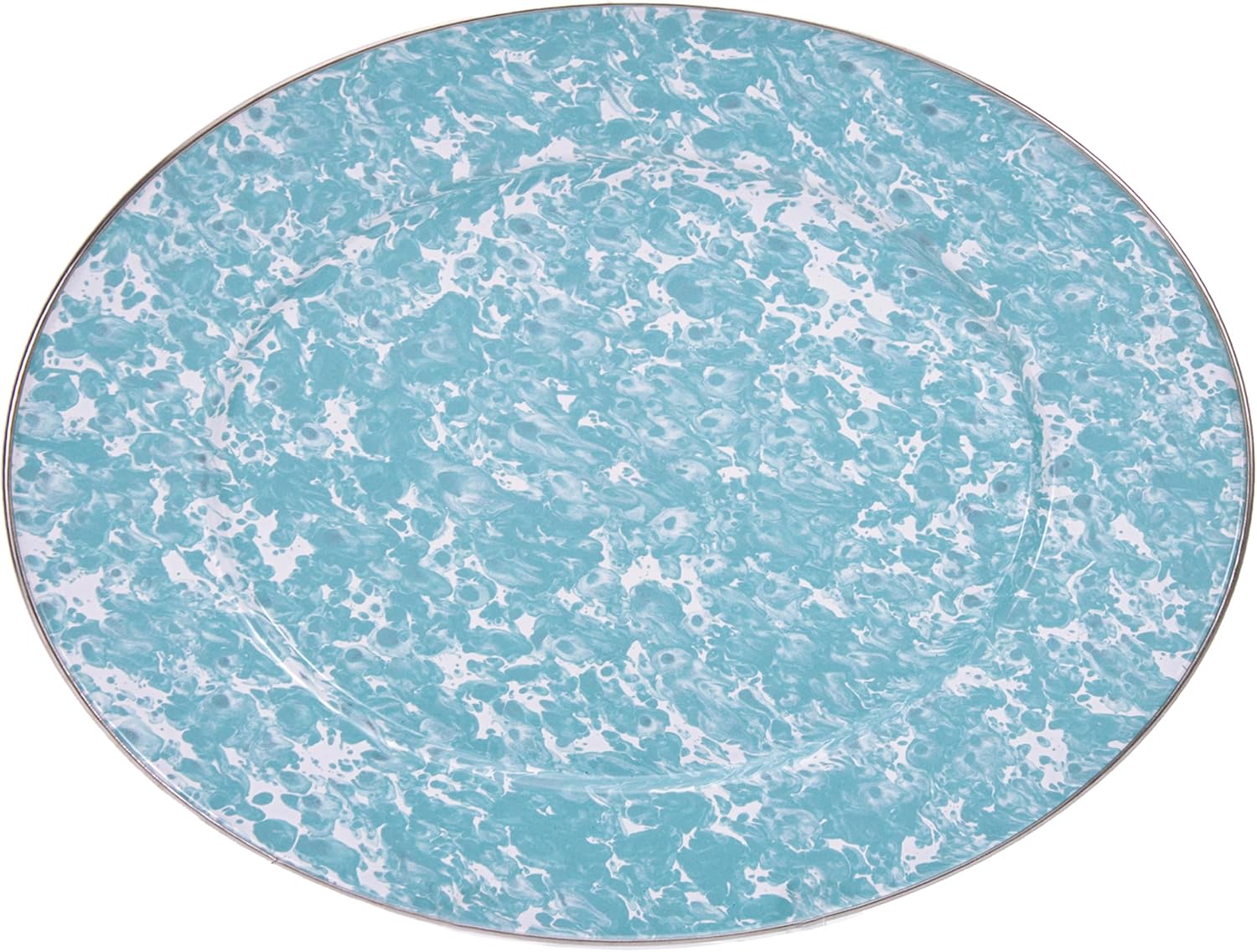 Golden Rabbit Enamelware Oval Platter, 12 x 16in, Sea Glass