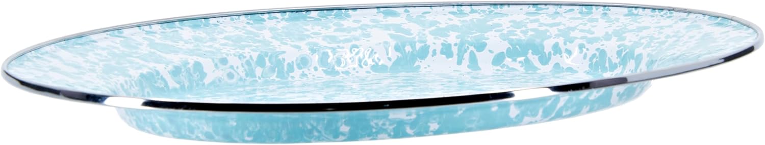 Golden Rabbit Enamelware Oval Platter, 12 x 16in, Sea Glass