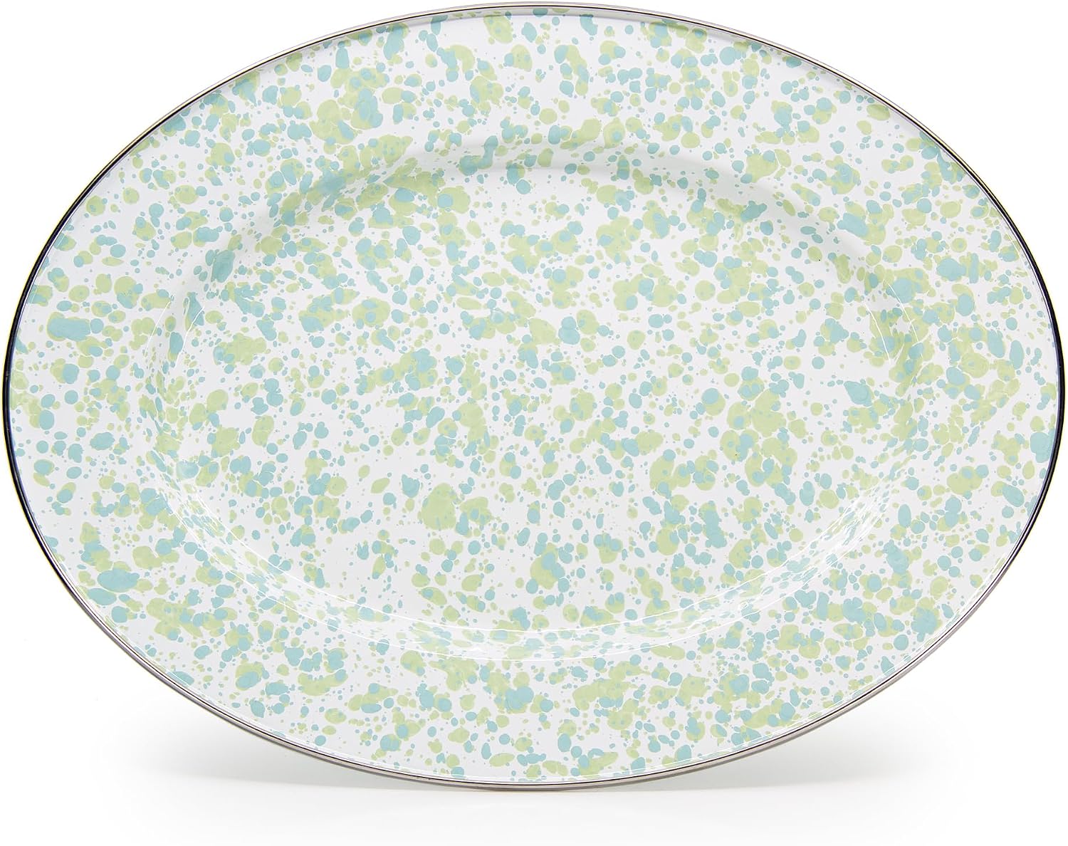 Golden Rabbit Enamelware Oval Platter, 12 x 16in, Jardin Swirl