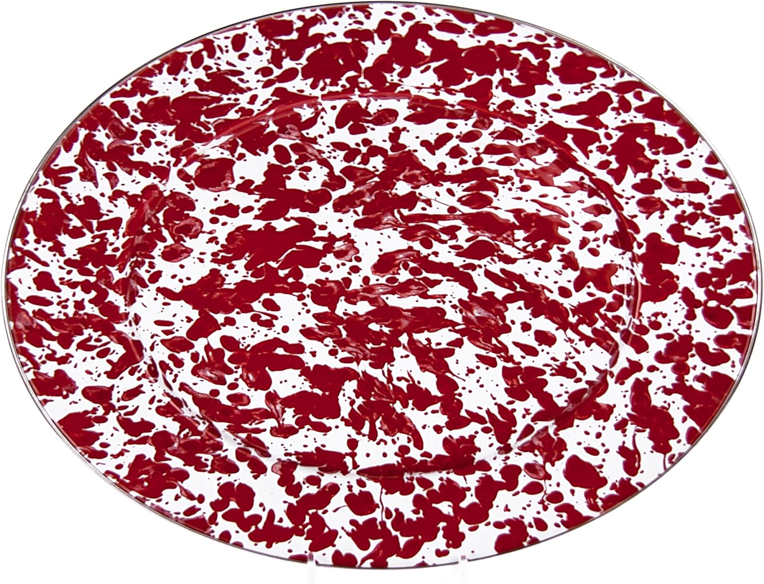 Golden Rabbit Enamelware Oval Platter, 12 x 16in, Red Swirl