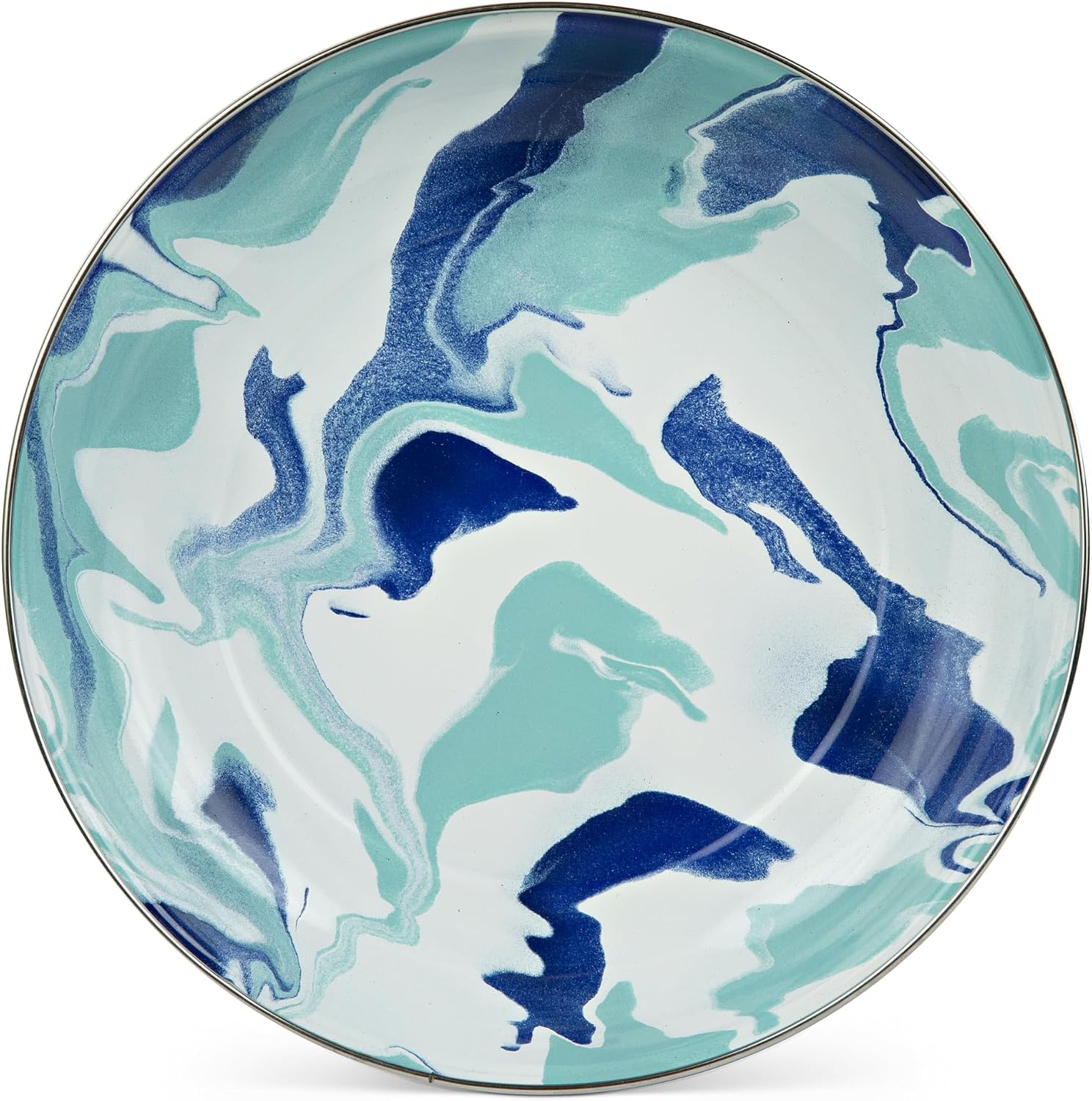 Golden Rabbit Enamelware Pasta Plates, 10 inch, Lagoon, Set of 4