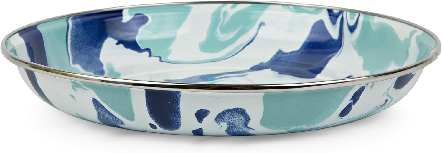 Golden Rabbit Enamelware Pasta Plates, 10 inch, Lagoon, Set of 4