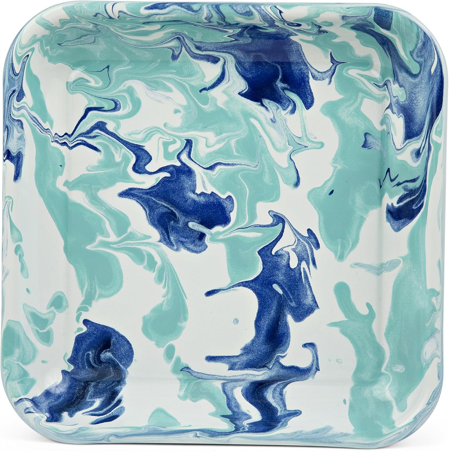 Golden Rabbit Enamelware Square Plates, 10.5 inch, Lagoon, Set of 2