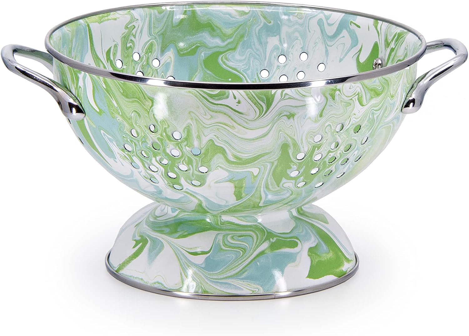 Golden Rabbit Enamelware Medium Colander, 3 quart, Modern Monet