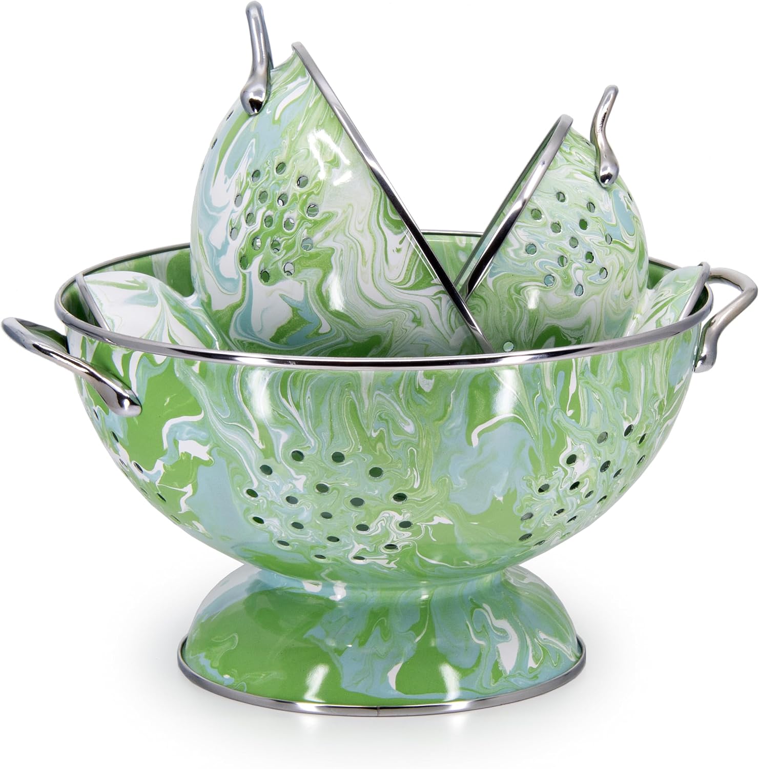 Golden Rabbit Enamelware - Set of 3 Colanders (Modern Monet)