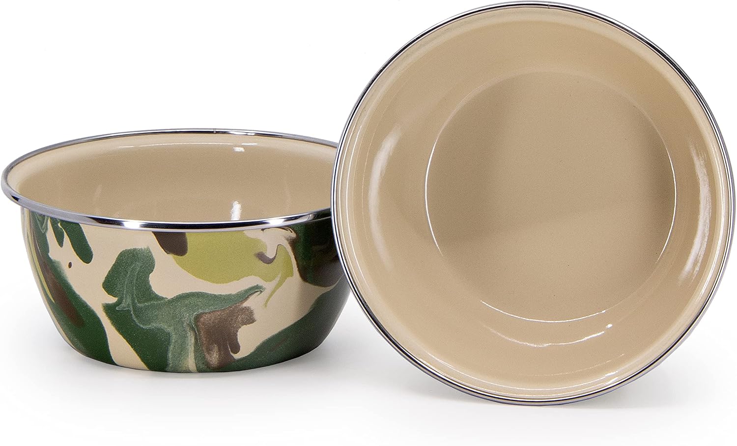Golden Rabbit Enamelware Salad Bowls, 24 ounce, Camouflage, Set of 4