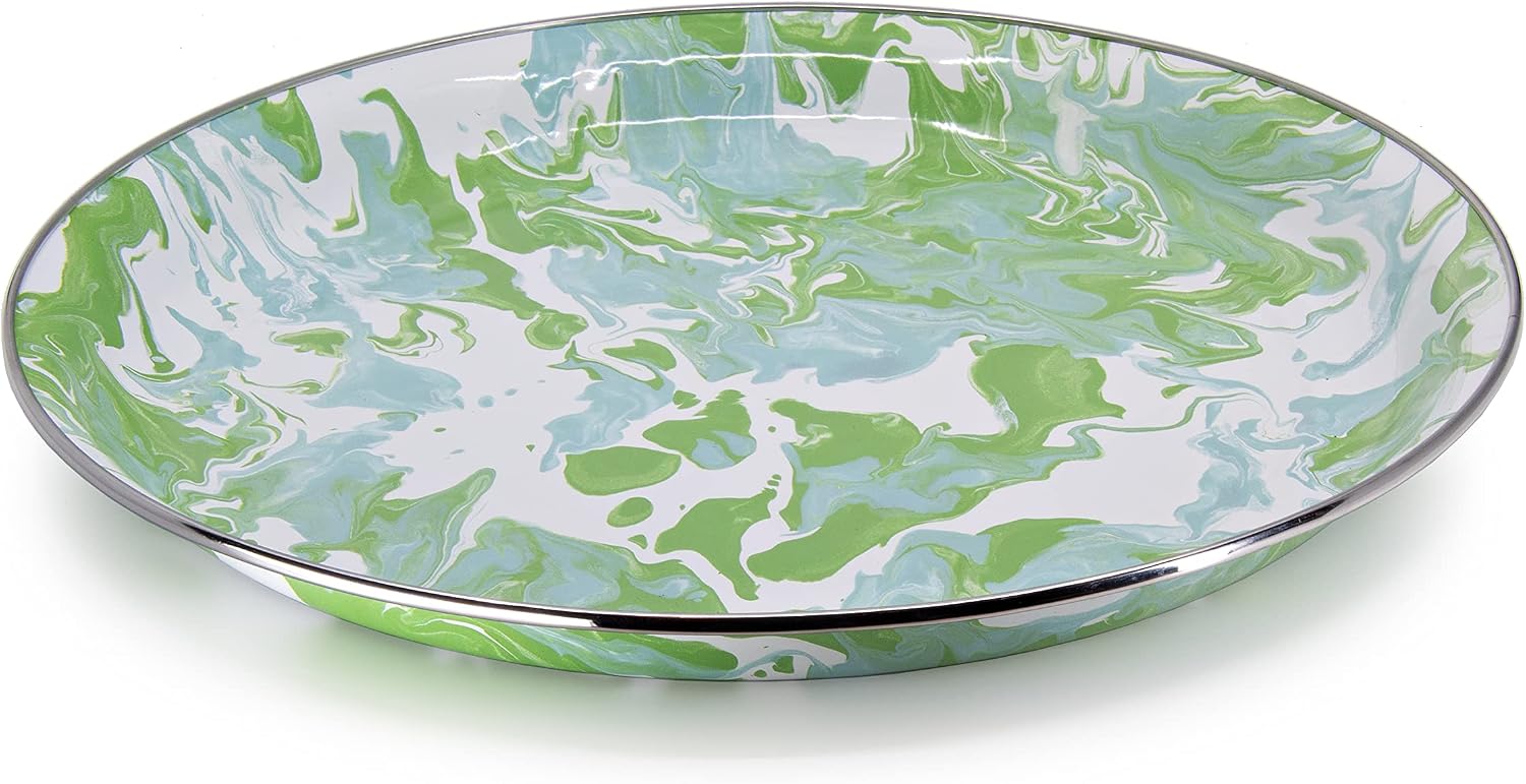 Golden Rabbit Enamelware Large Serving Tray, 20 inch, Modern Monet