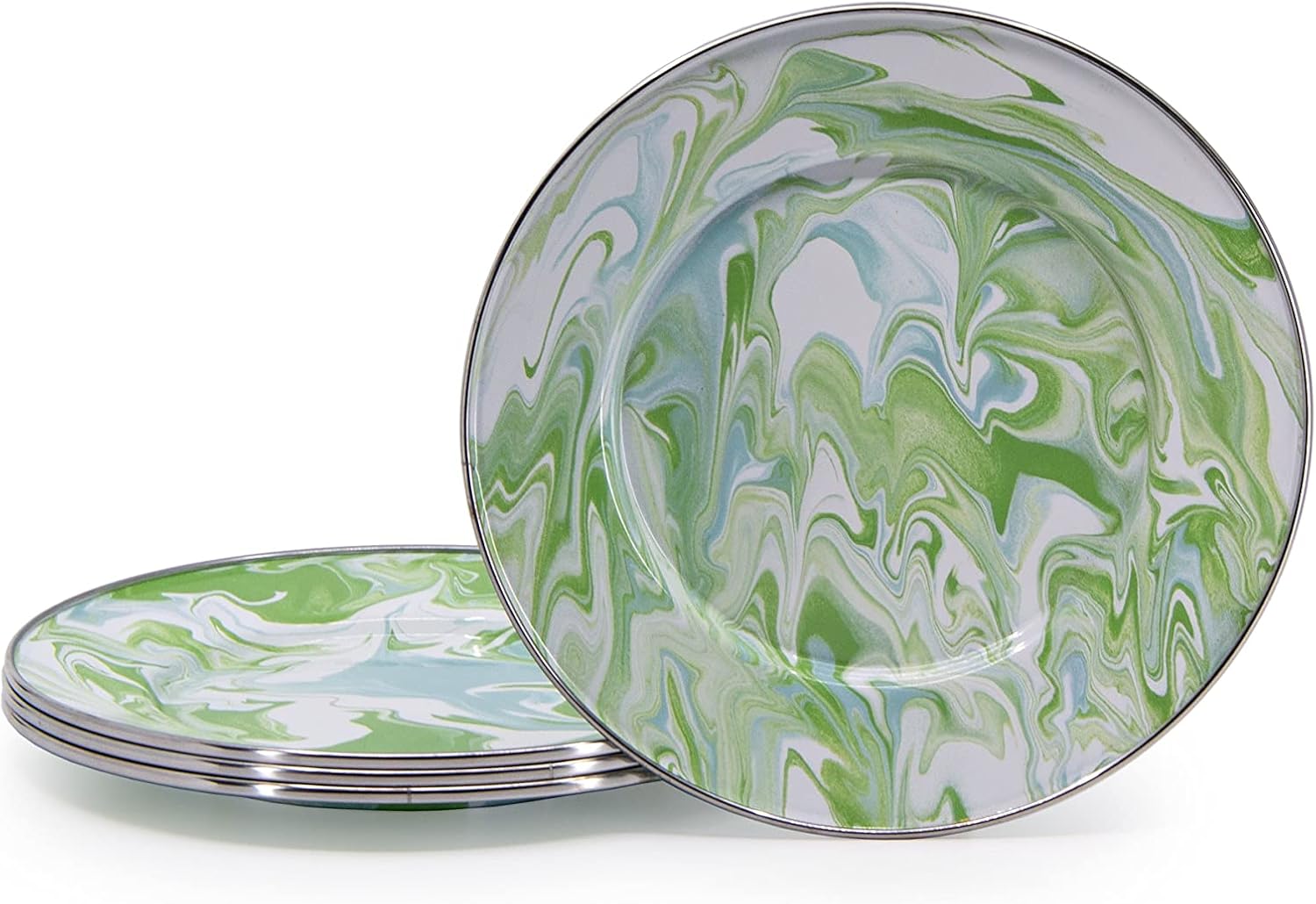 Golden Rabbit Enamelware Sandwich Plates, 8.5 inch, Modern Monet, Set of 4