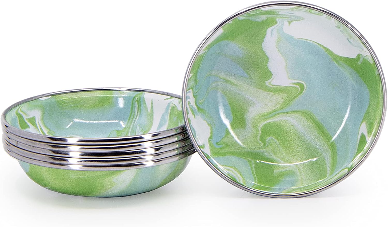 Golden Rabbit Enamelware Tasting Dish Bowls, 4 ounce, Modern Monet, Set of 6