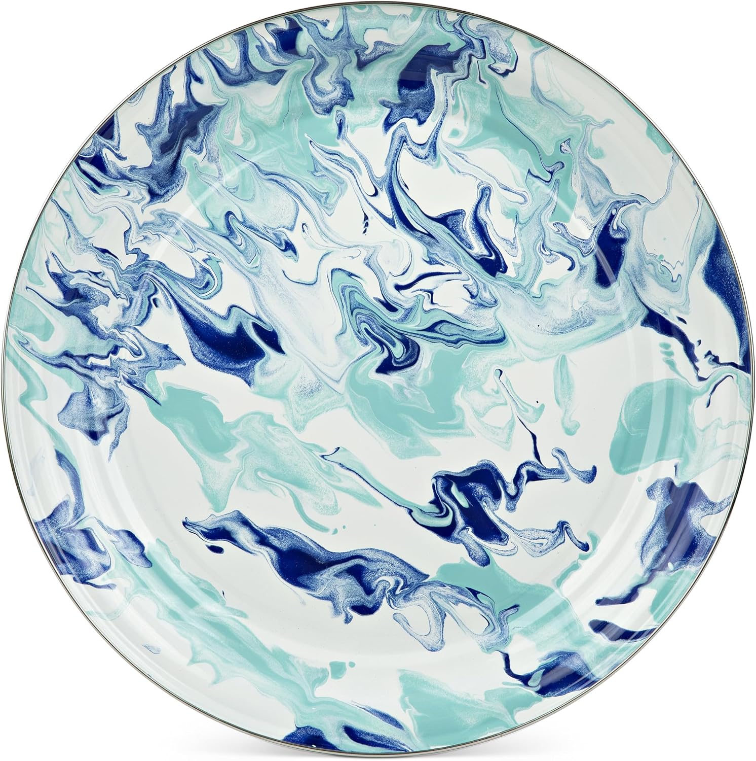 Golden Rabbit Enamelware Large Serving Tray, 20 inch, Lagoon