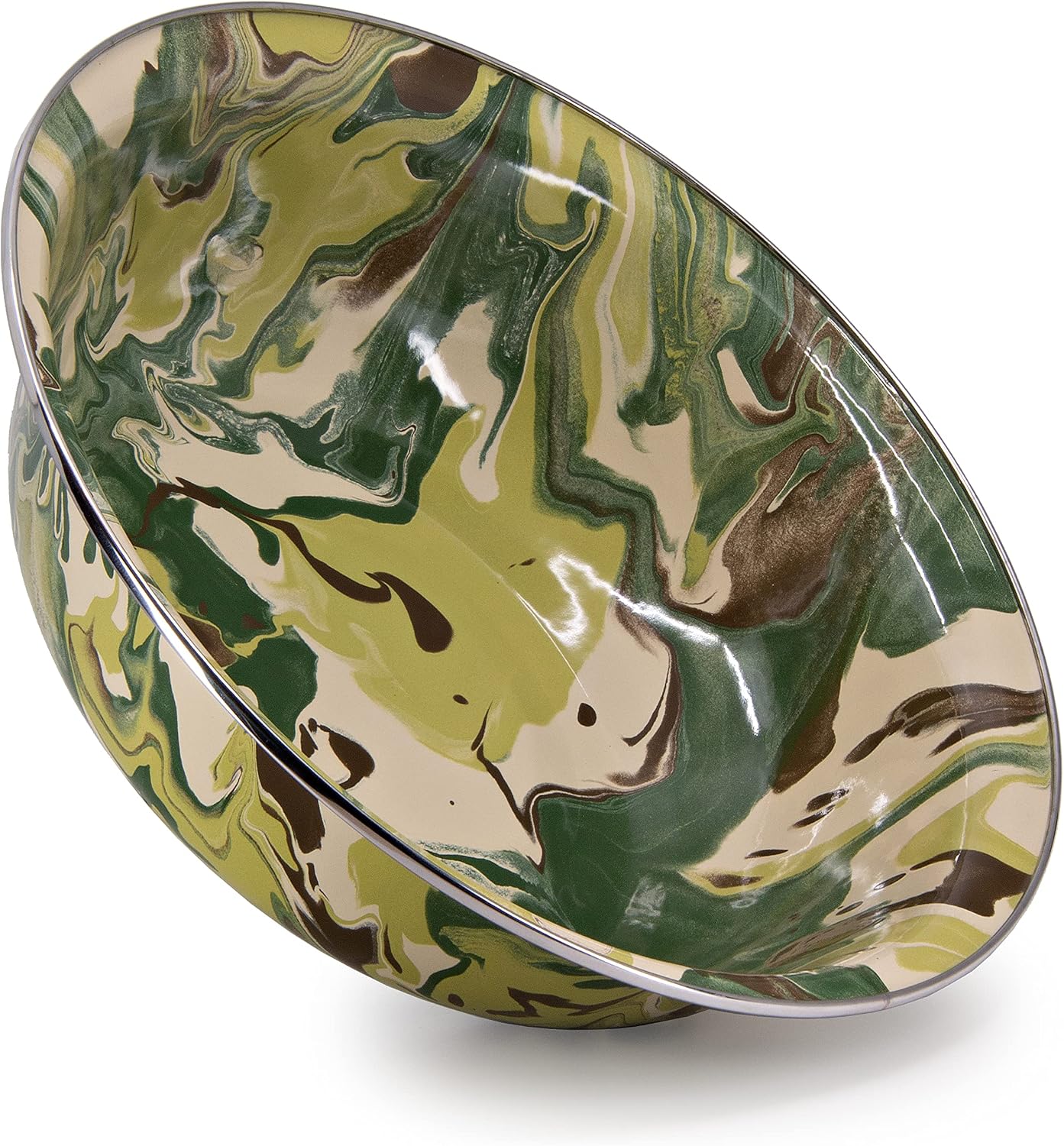 Golden Rabbit Enamelware Serving Basin, 4 quart, Camouflage