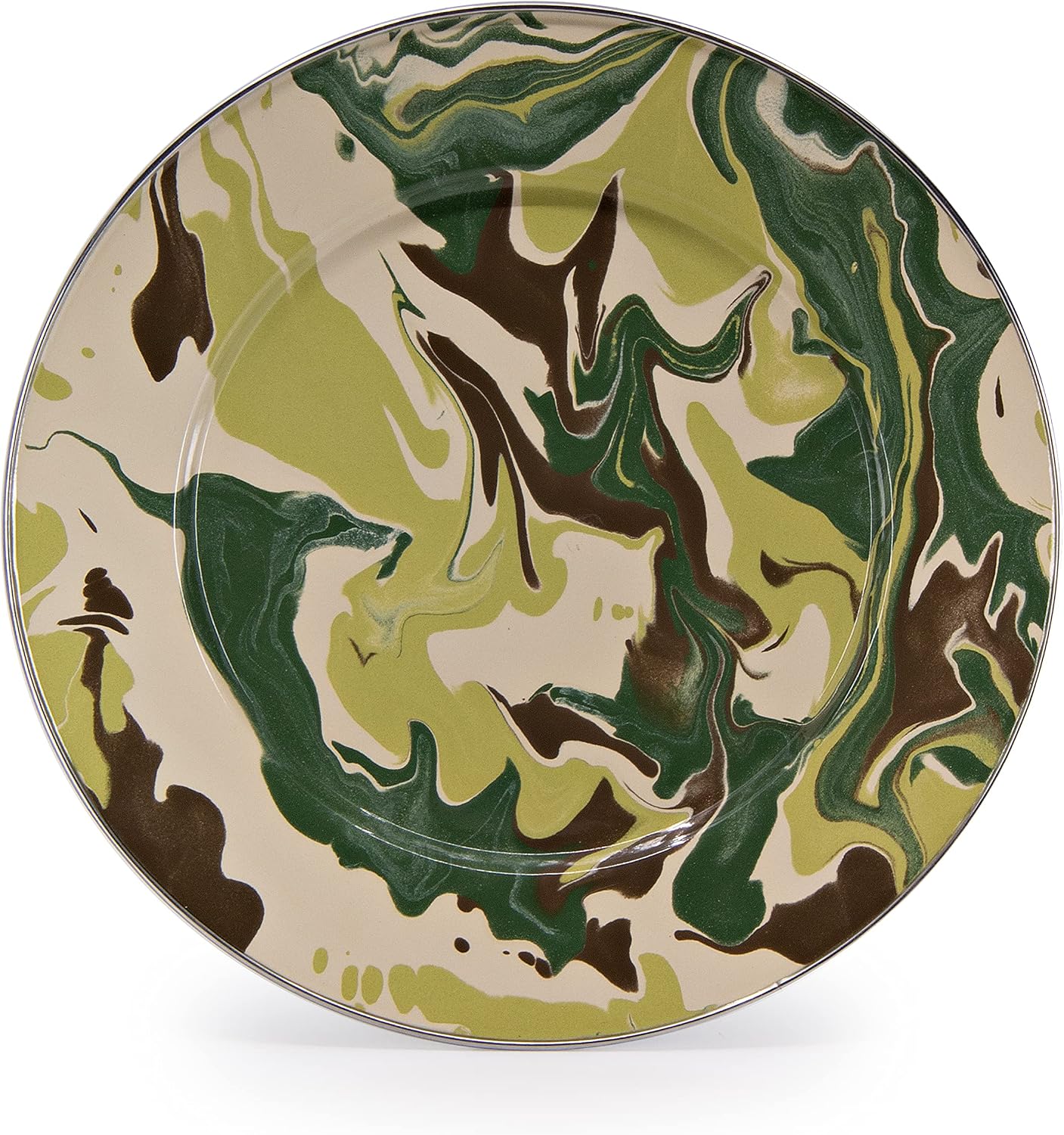 Golden Rabbit Enamelware Dinner Plates, 10.5 inch, Camouflage, Set of 4