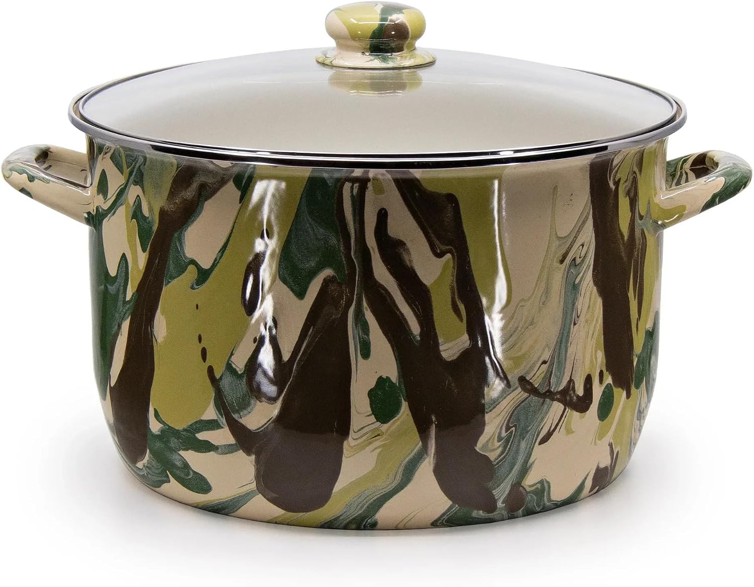 Golden Rabbit Enamelware Soup or Stock Pot, 18 quart, Camouflage