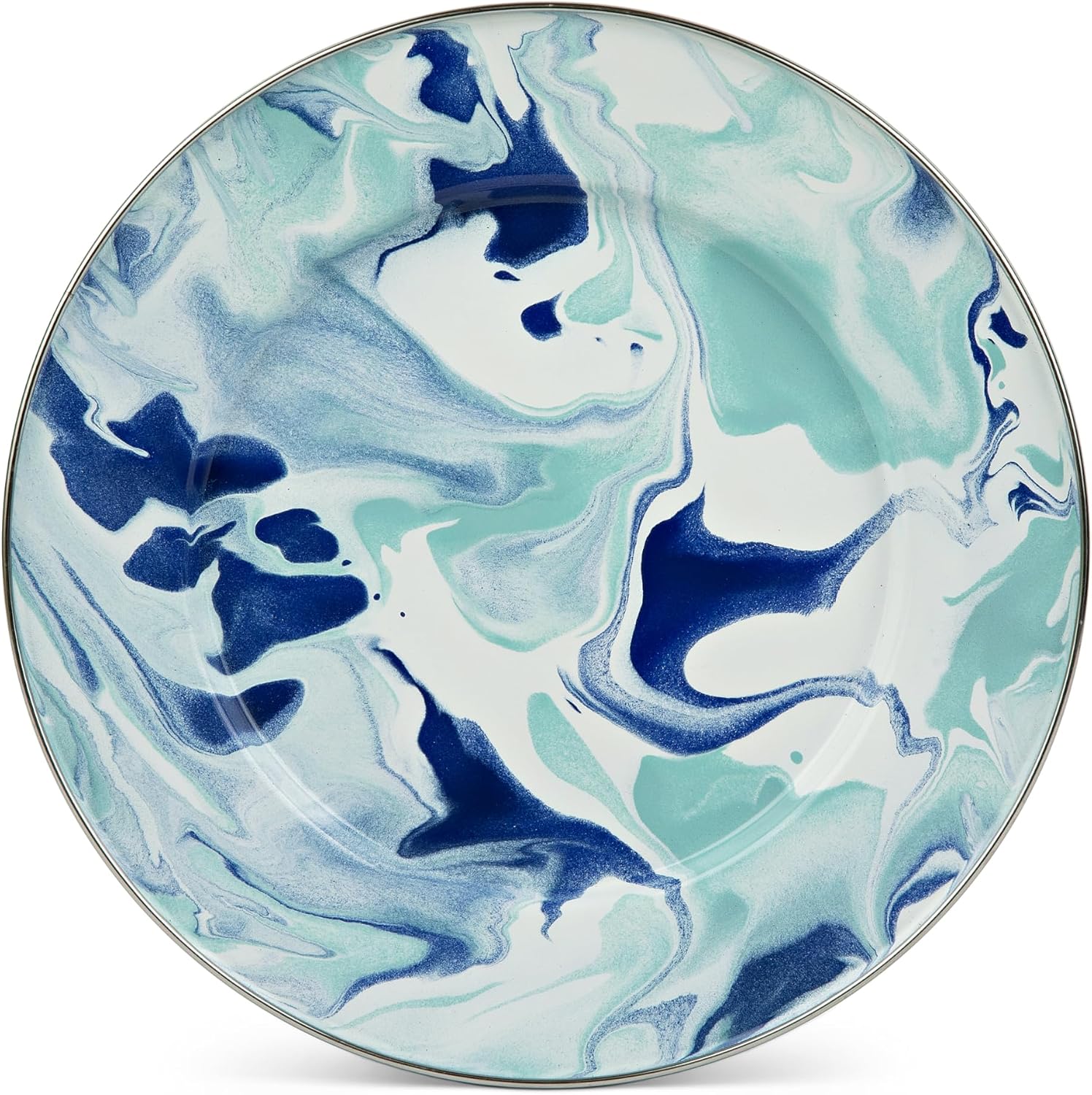Golden Rabbit Enamelware Dinner Plates, 10.5 inch, Lagoon, Set of 4