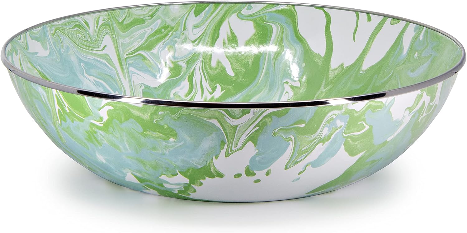 Golden Rabbit Enamelware Catering Bowl, 5 quart, Modern Monet