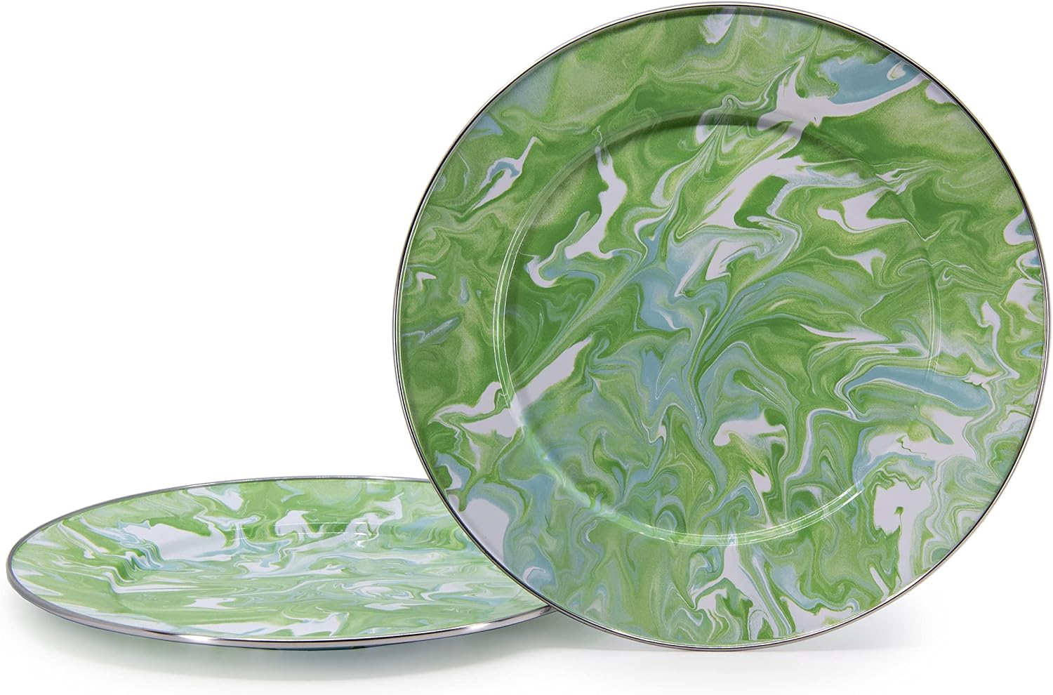 Golden Rabbit Enamelware Chargers, 12.5 inch, Modern Monet, Set of 2