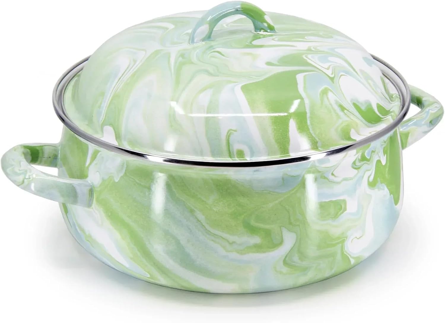 Golden Rabbit Enamelware Dutch Oven, 4 quart, Modern Monet