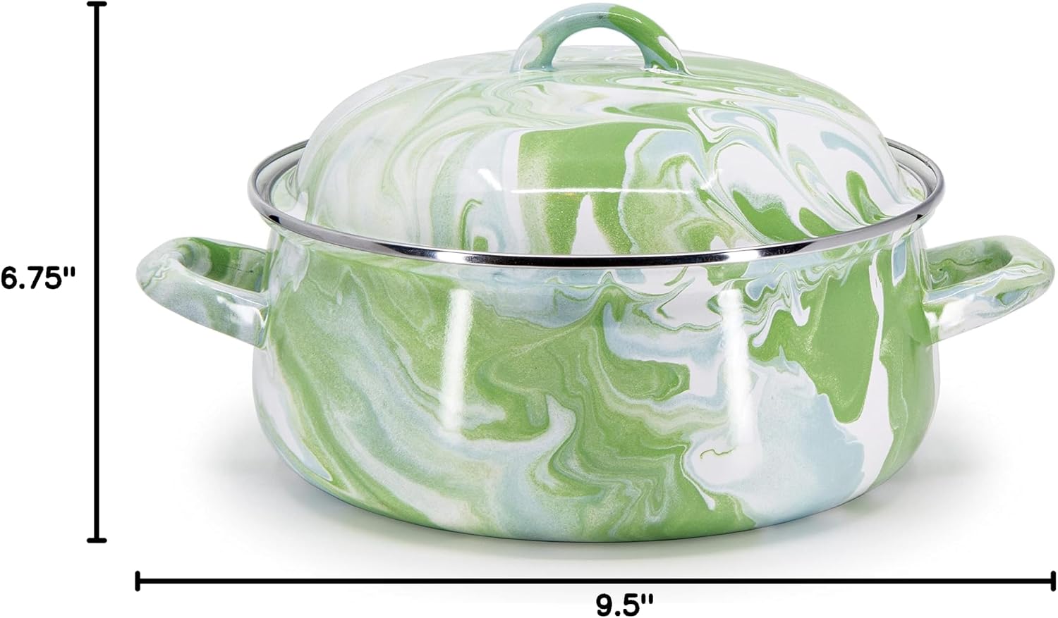 Golden Rabbit Enamelware Dutch Oven, 4 quart, Modern Monet