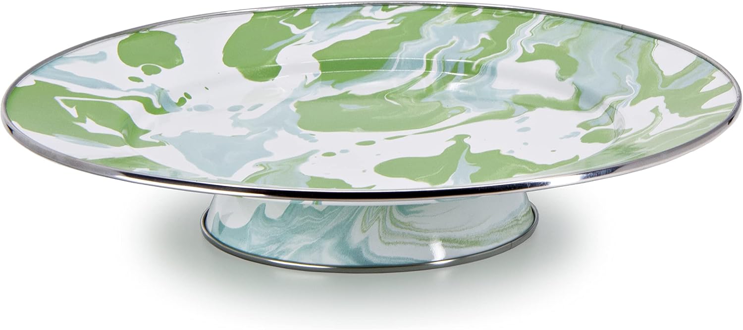 Golden Rabbit Enamelware Cake Plate, 12.5 inch, Modern Monet
