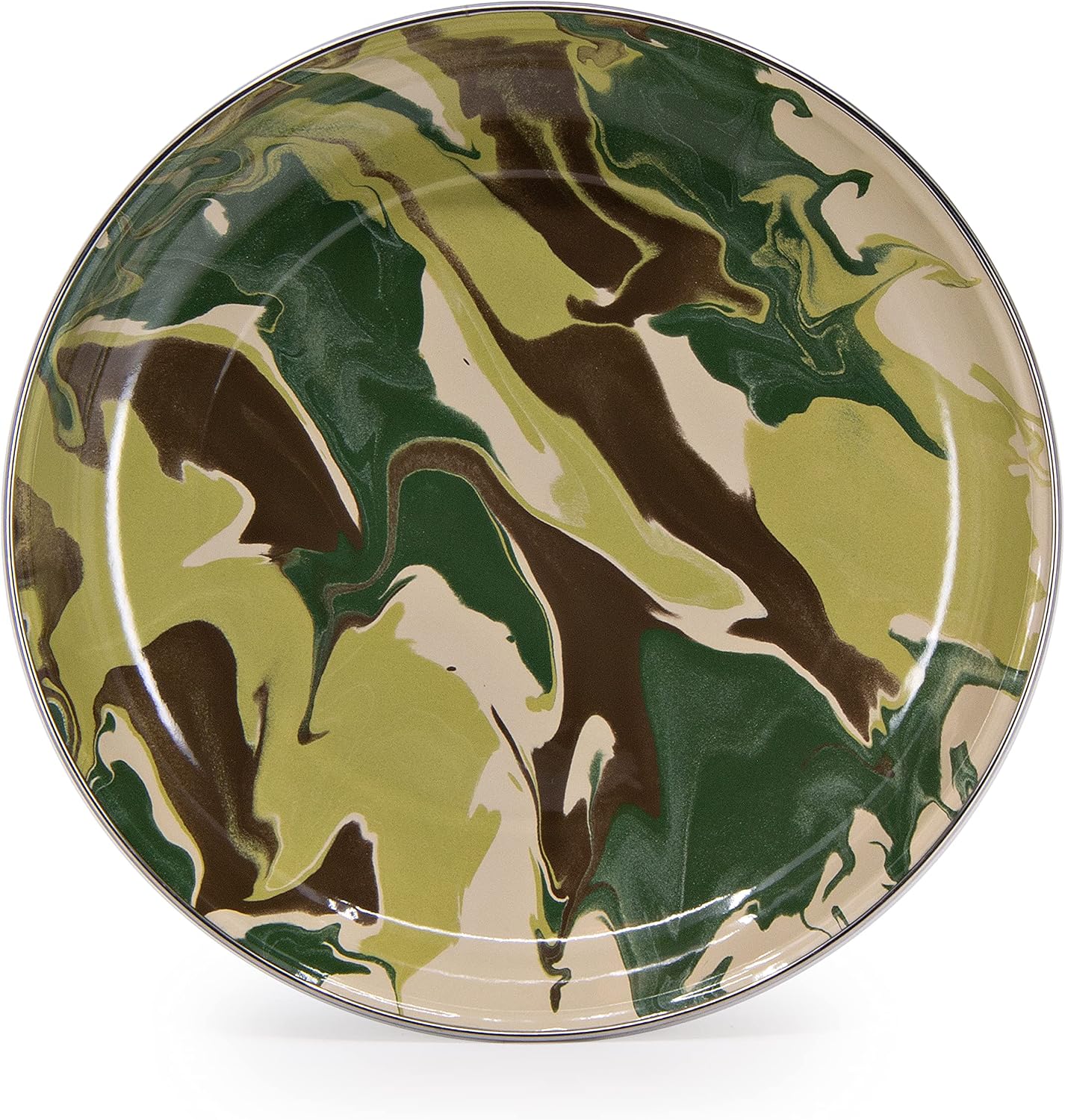 Golden Rabbit Enamelware Pasta Plates, 10 inch, Camouflage, Set of 4