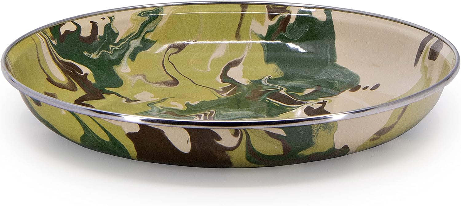 Golden Rabbit Enamelware Pasta Plates, 10 inch, Camouflage, Set of 4