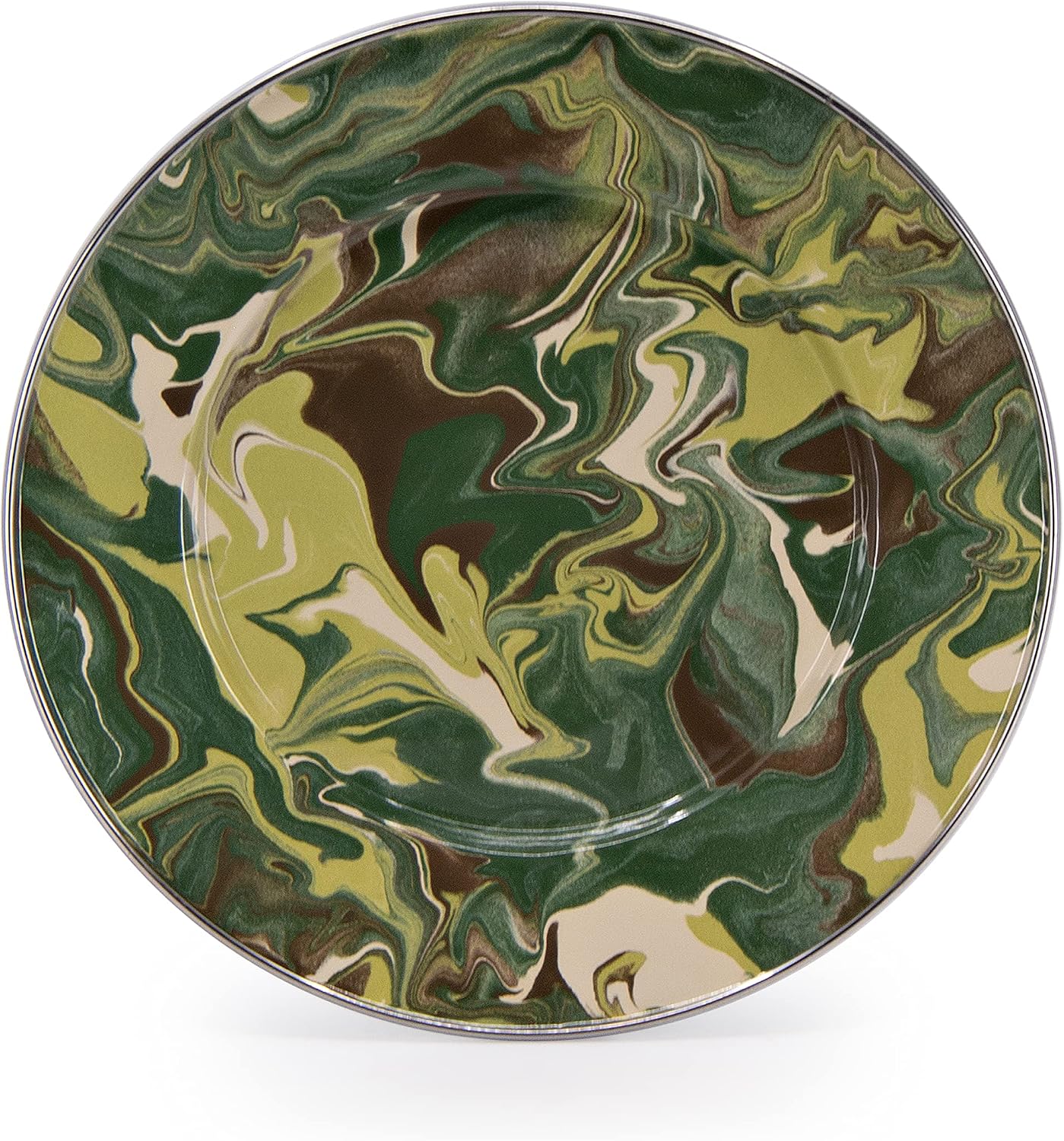 Golden Rabbit Enamelware Sandwich Plates, 8.5 inch, Camouflage, Set of 4