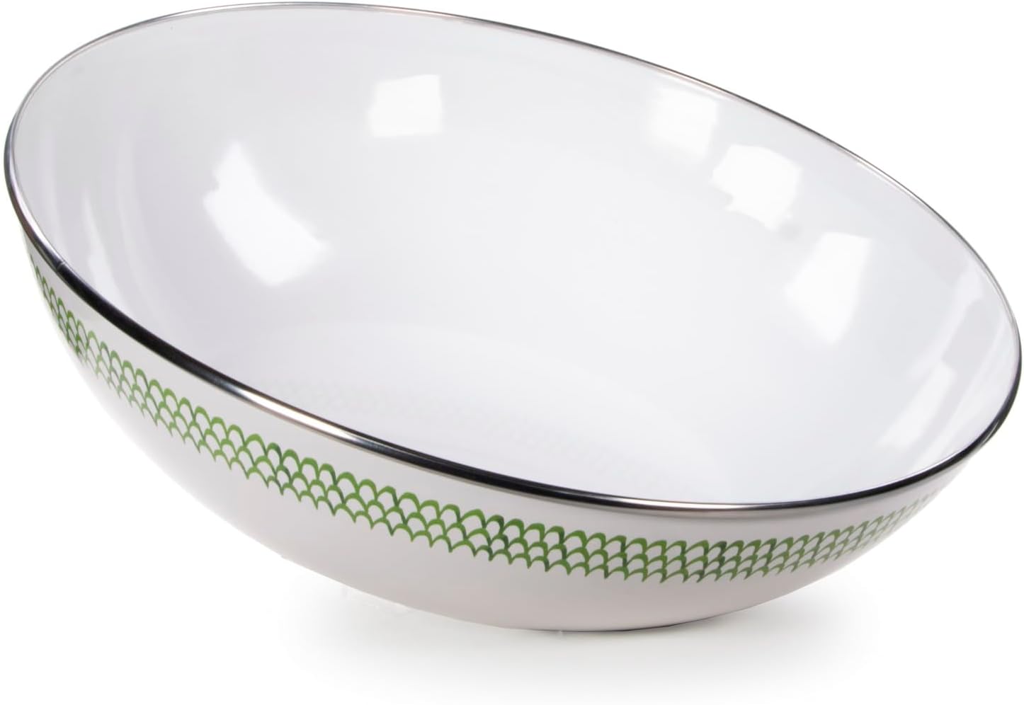 Golden Rabbit Enamelware - 5qt Catering Bowl (Green Scallop)