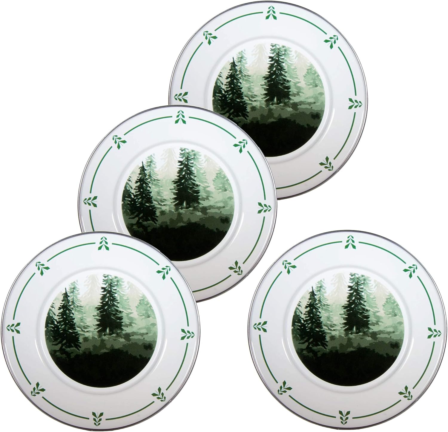 Golden Rabbit Enamelware Sandwich Plates, 8.5 inch, Forest Glen, Set of 4