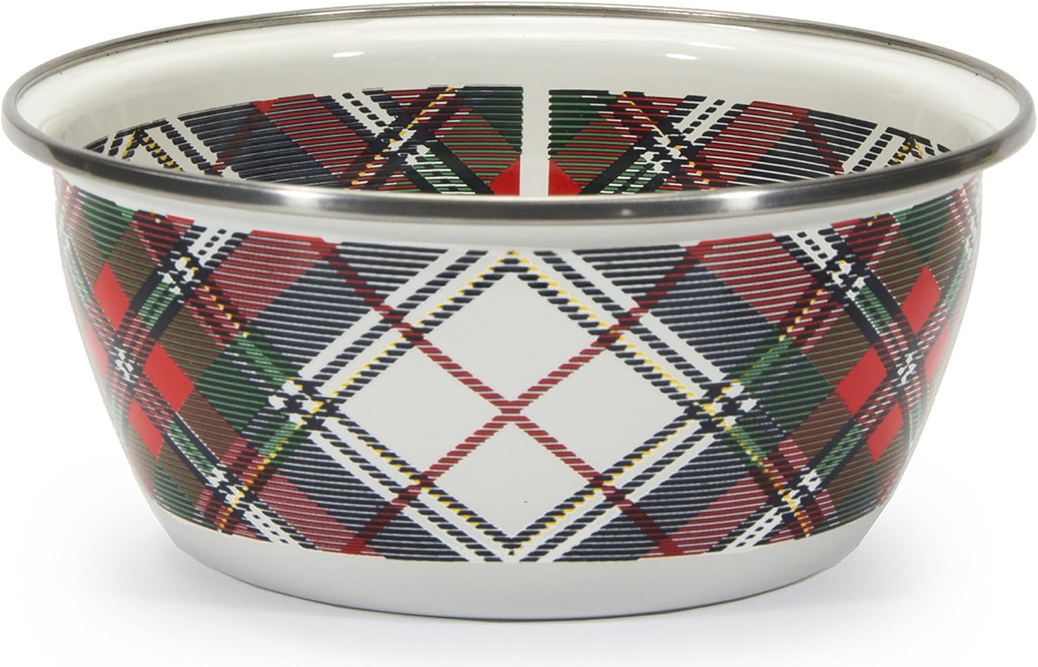 Golden Rabbit Enamelware Salad Bowls, 24 ounce, Highland Plaid, Set of 4