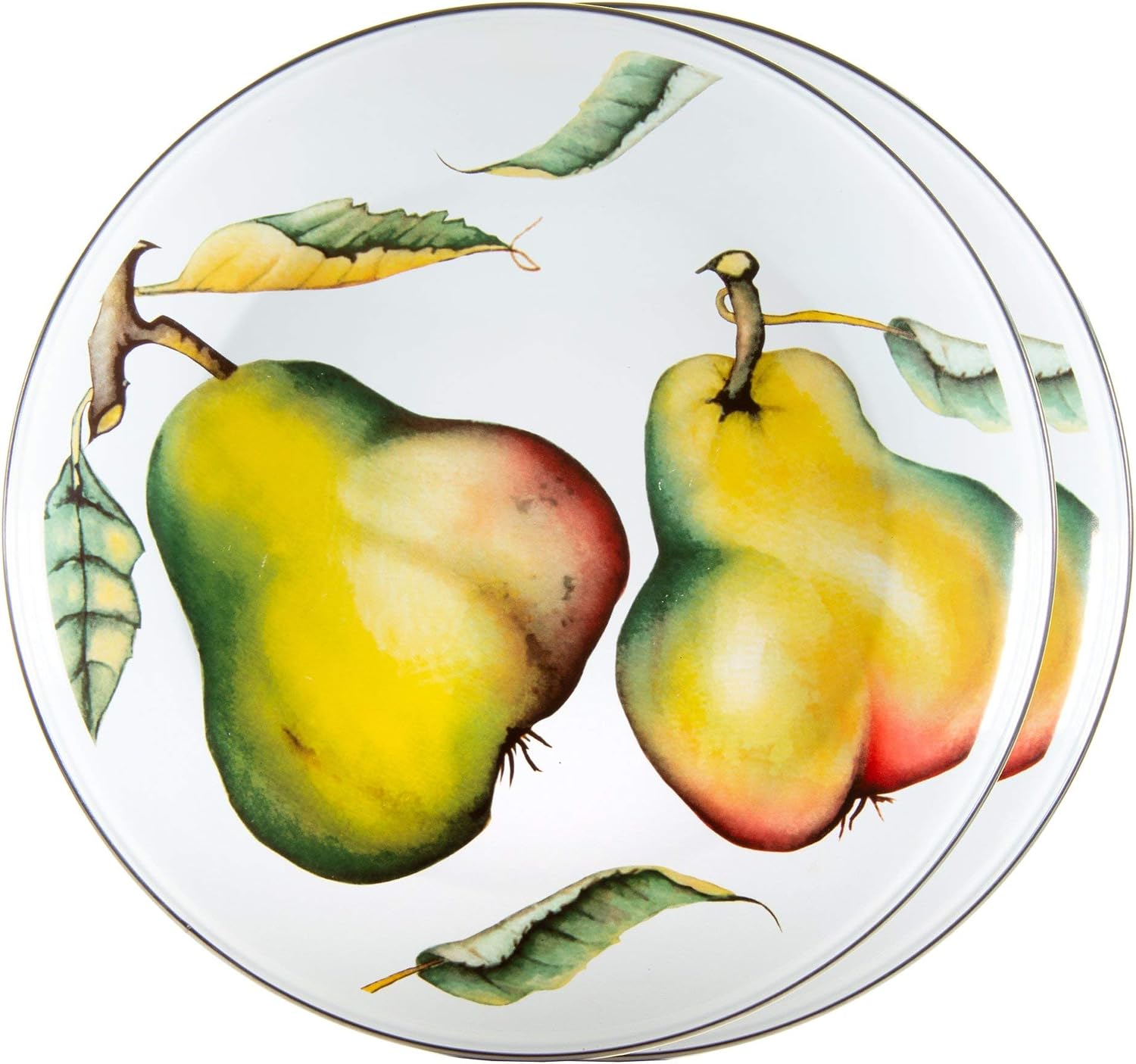 Golden Rabbit Enamelware Chargers, 12.5 inch, Fresh Produce, Set of 2