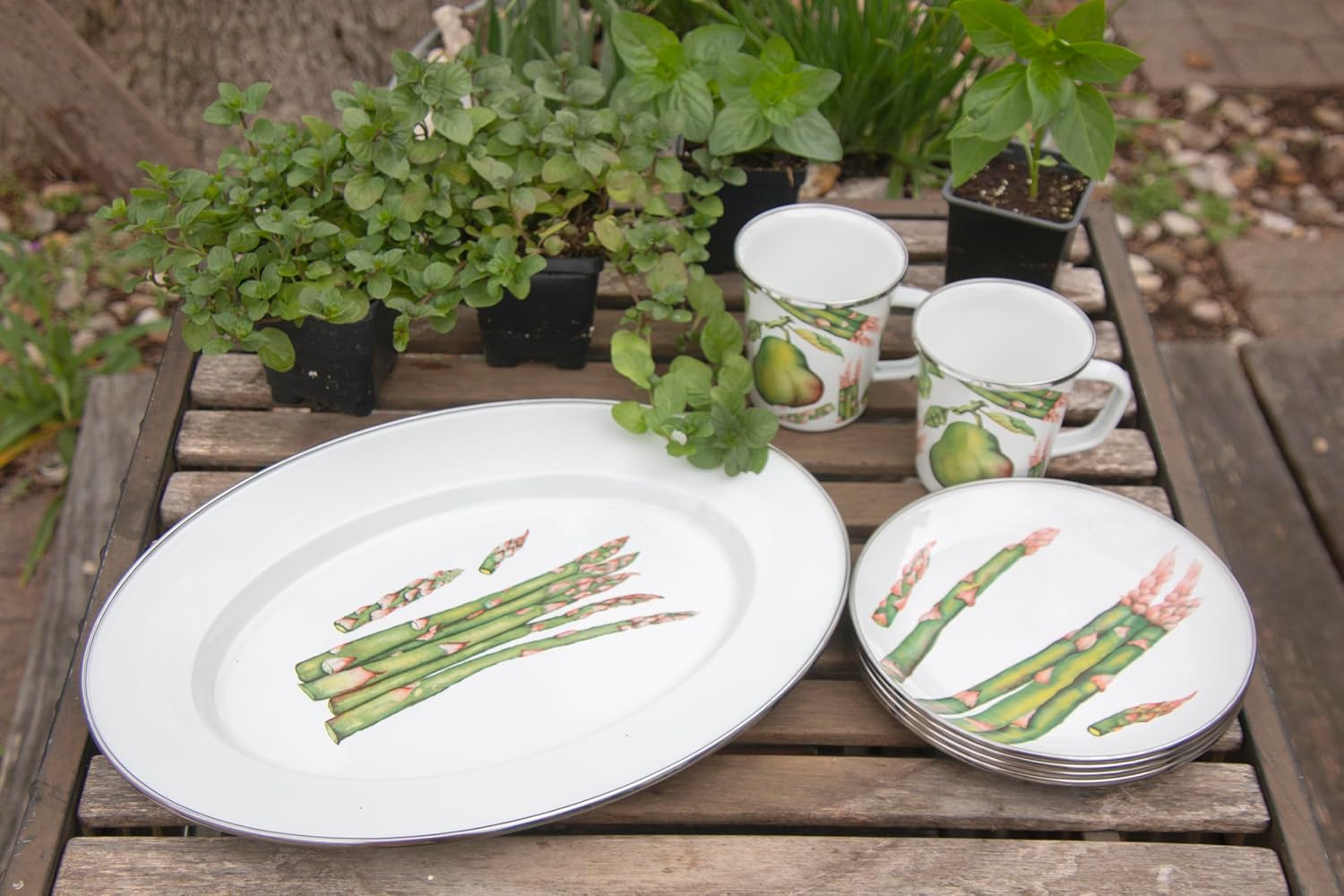 Golden Rabbit Enamelware Large Serving Tray, 20 inch, Fresh Produce
