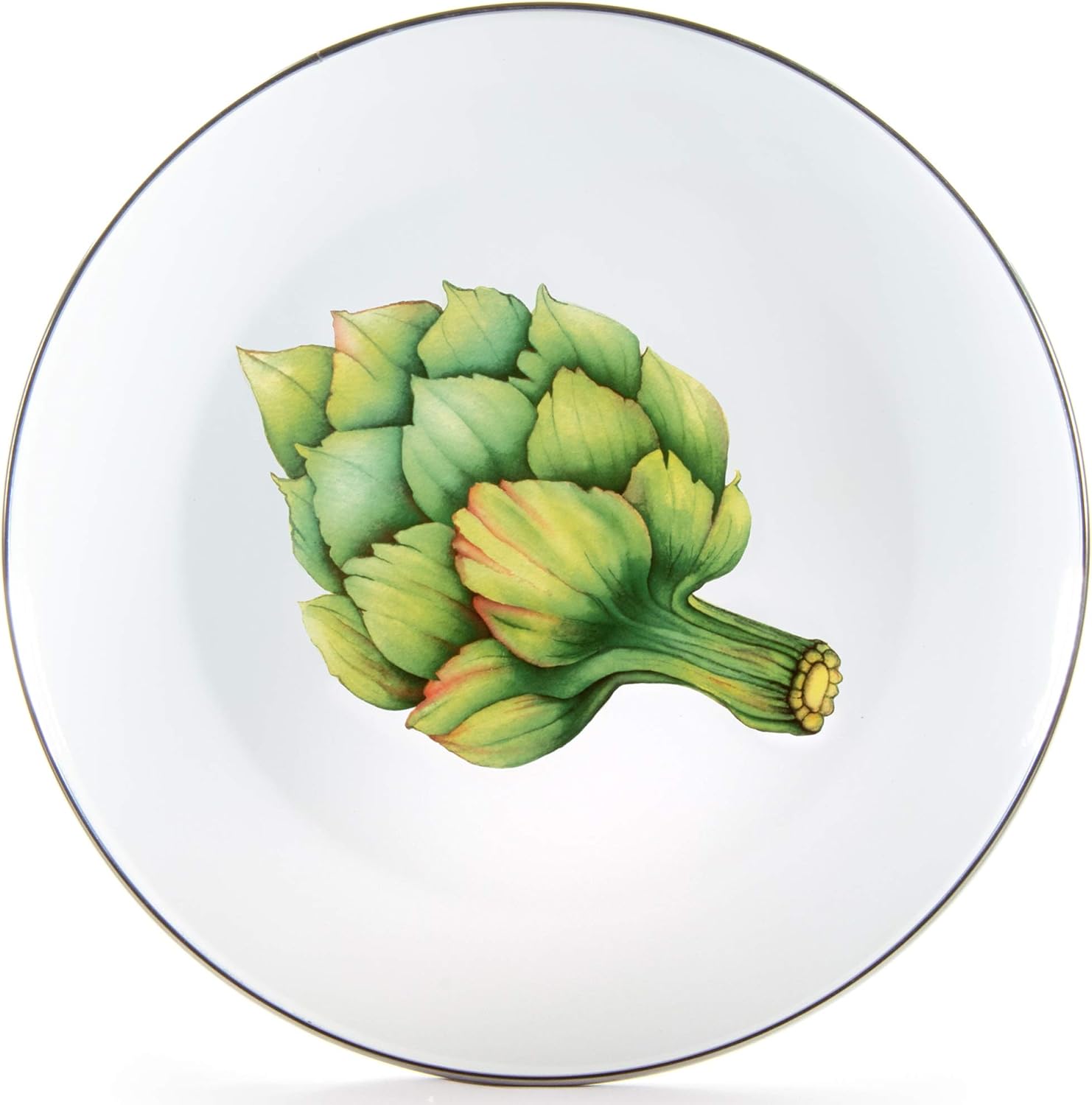 Golden Rabbit Enamelware Dinner Plates, 10.5 inch, Fresh Produce, Set of 4