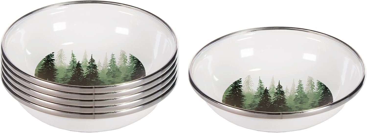 Golden Rabbit Enamelware Tasting Dish Bowls, 4 ounce, Forest Glen, Set of 6