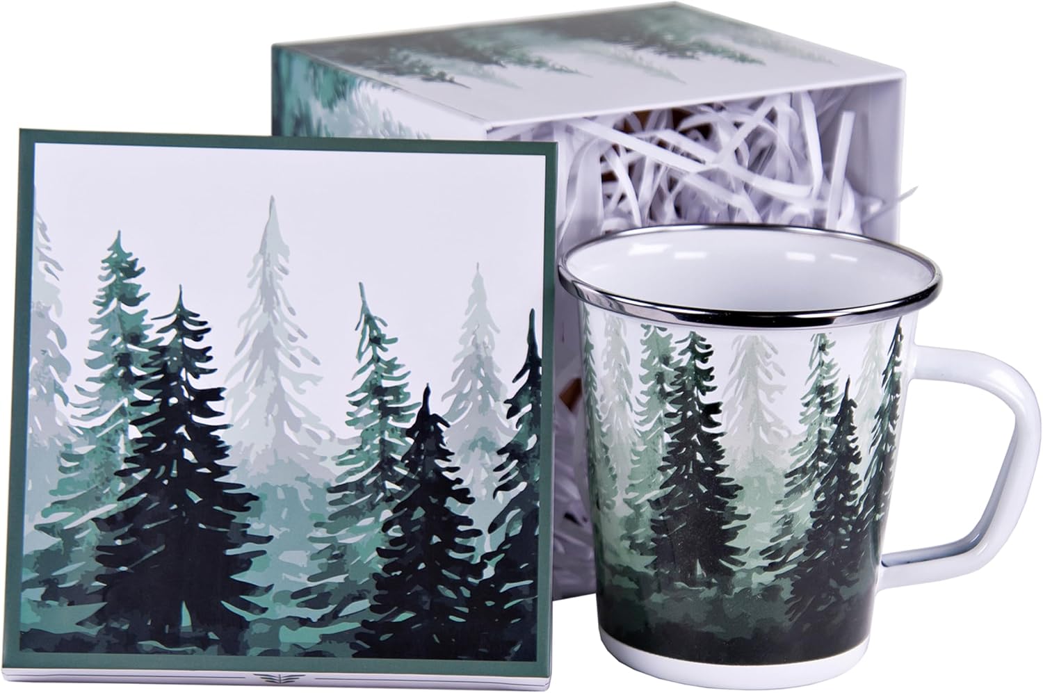 Golden Rabbit Enamelware Coffee or Tea Mug in Gift Box, 16 ounce, Forest Glen