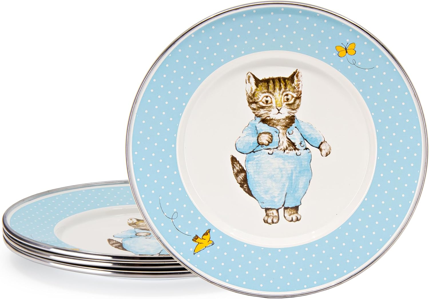Golden Rabbit Enamelware Child Plates, 8.5 inch, Tom Kitten, Set of 4